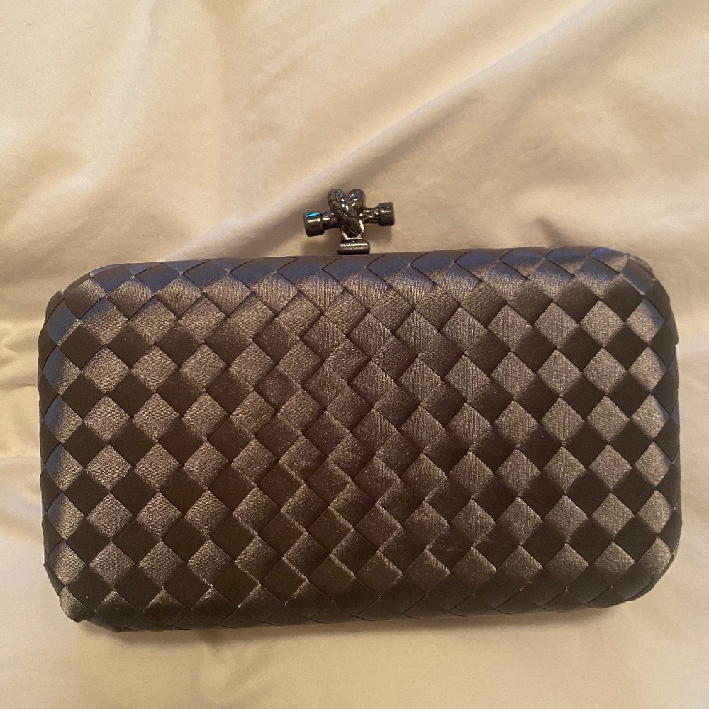Grey satin clutch